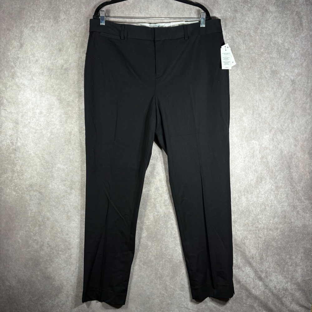 Crown & Ivy Pants Womens 16S Black Cary Fly Front Ankle Slim Stretch Career NEW